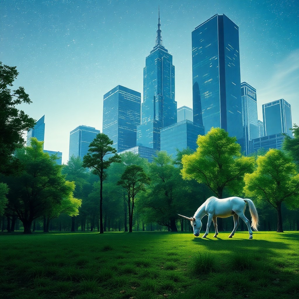 AI generated art for prompt: A surreal digital artwork depicting an unexpected fusion where serene forest trees are replaced by t