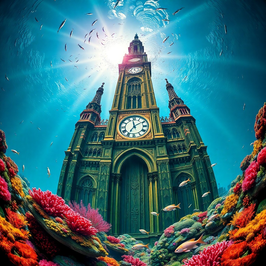 AI generated art for prompt: Envision an enchanting underwater realm, where the surrealism of Salvador Dali intertwines with the 