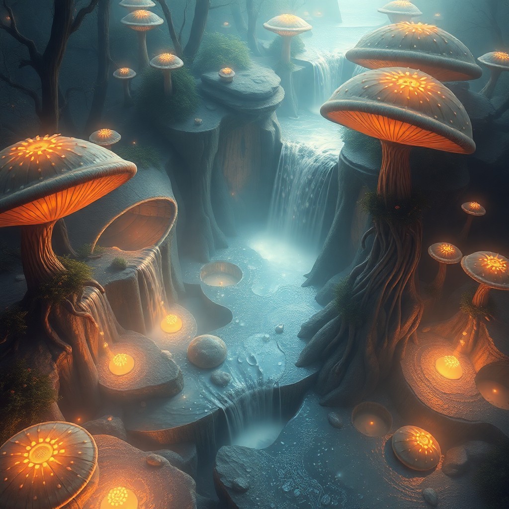 AI generated art for prompt: A dreamy fantasy landscape emerges from surrealism and digital painting techniques, portraying an ae