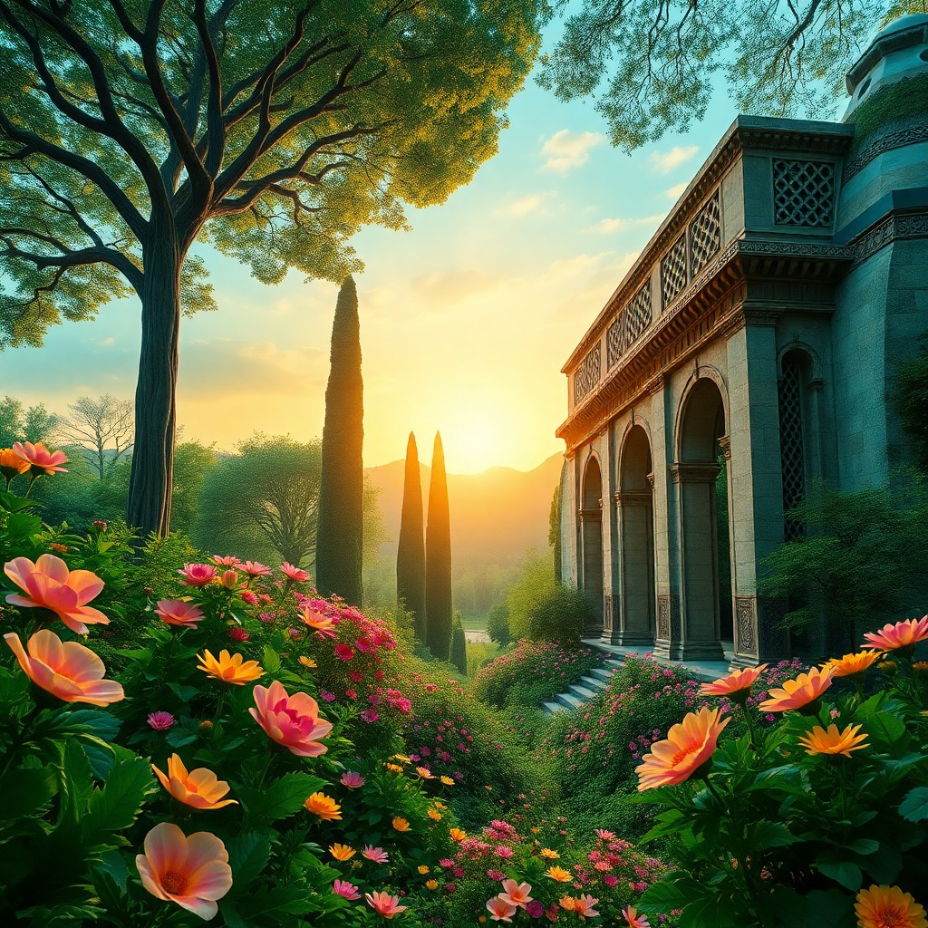 AI generated art for prompt: A captivating digital artwork unveils an enchanting surrealist garden viewed from a mystical 'dragon