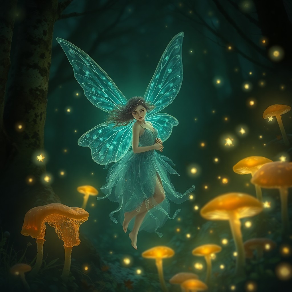 AI generated art for prompt: Imagine an alluring portrait of a magical woodland sprite with gossamer wings, styled in a dreamlike