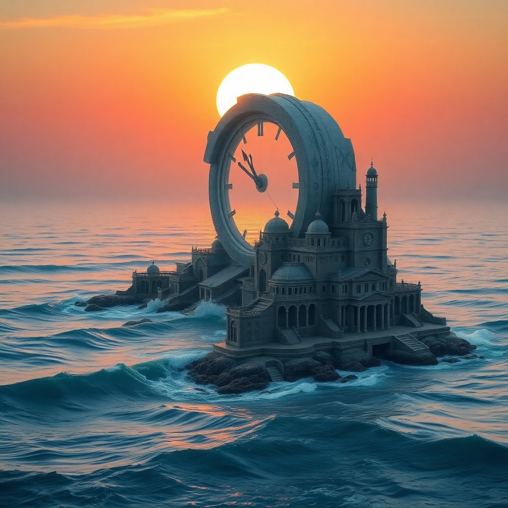 AI generated art for prompt: Craft an enchanting digital seascape that merges surrealism with hyperrealistic textures. Picture a 