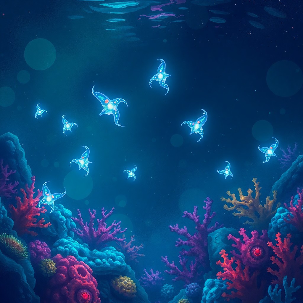 AI generated art for prompt: Craft an image in the style of impressionistic digital art, depicting a tranquil underwater dreamsca