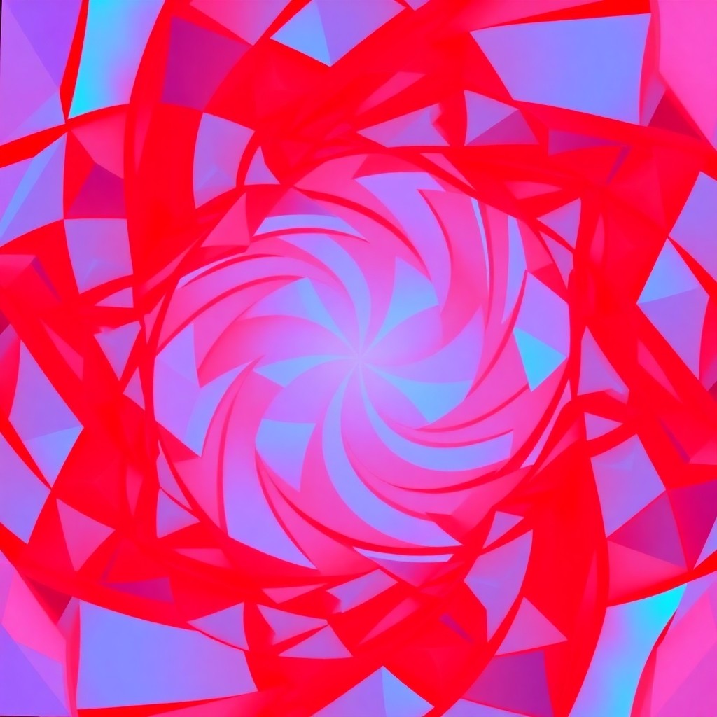 AI generated art for prompt: Imagine an enthralling abstract composition reminiscent of Op Art, featuring vivid red and blue poly