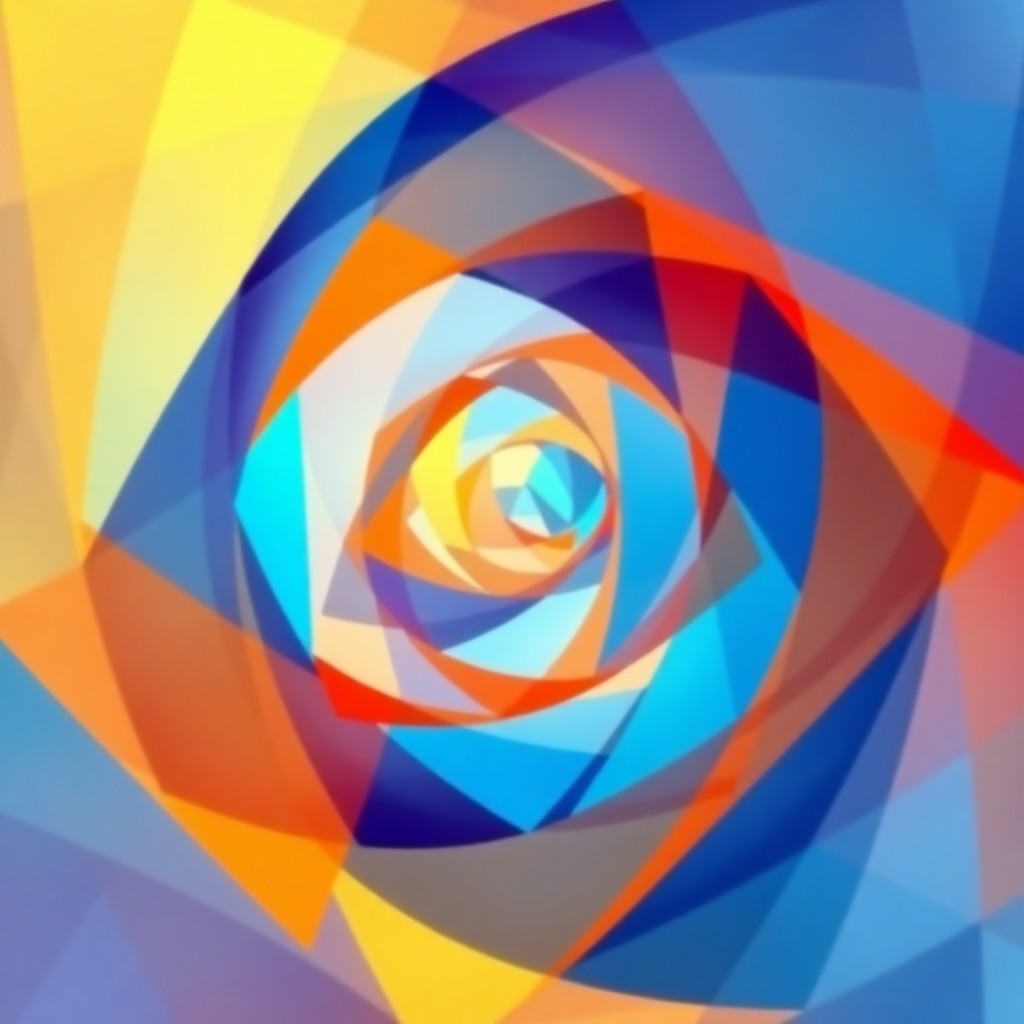 AI generated art for prompt: Imagine an abstract composition depicting a mesmerizing vortex of translucent geometric forms in vib