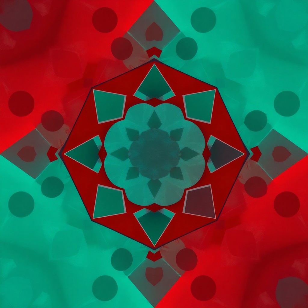 AI generated art for prompt: Craft an abstract geometric piece influenced by intricate Islamic patterns, rendered in a dynamic di