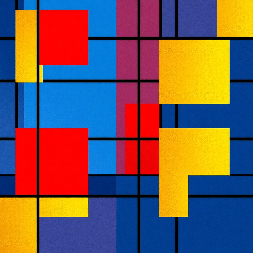 AI generated art for prompt: Envision an enthralling abstract geometric arrangement, reminiscent of Piet Mondrian's neo-plasticis