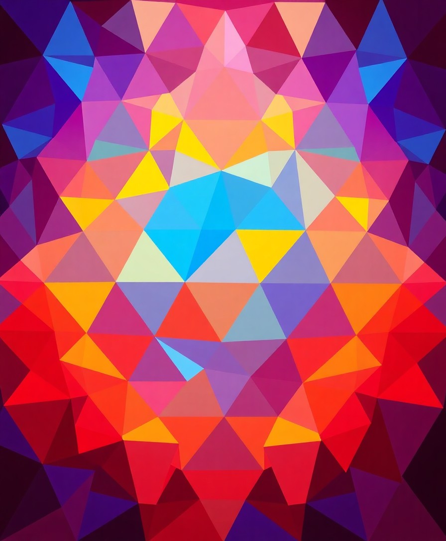 AI generated art for prompt: An captivating abstract geometric piece resembling Op Art's dynamic energy showcases an intricate ne