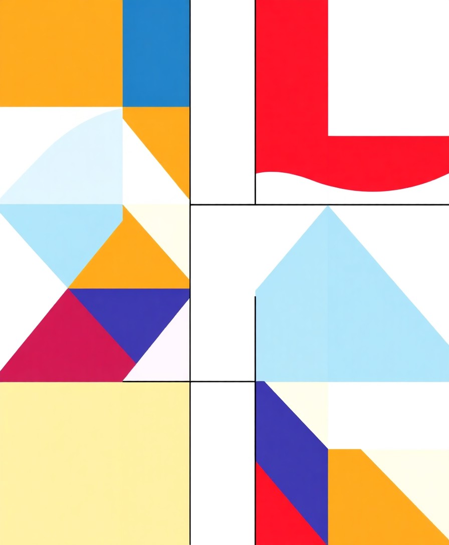 AI generated art for prompt: Envision a contemporary geometric composition in the style of neoplasticism, featuring bold primary 