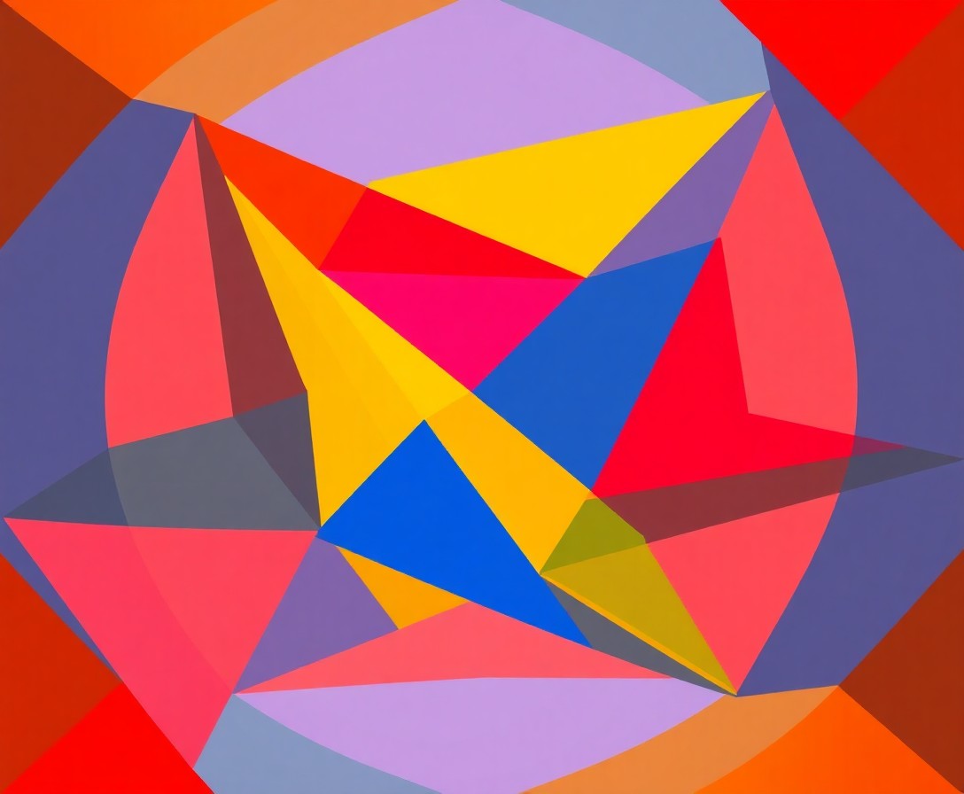 AI generated art for prompt: Craft an abstract geometric composition influenced by Op Art, featuring intricate interlocking equil