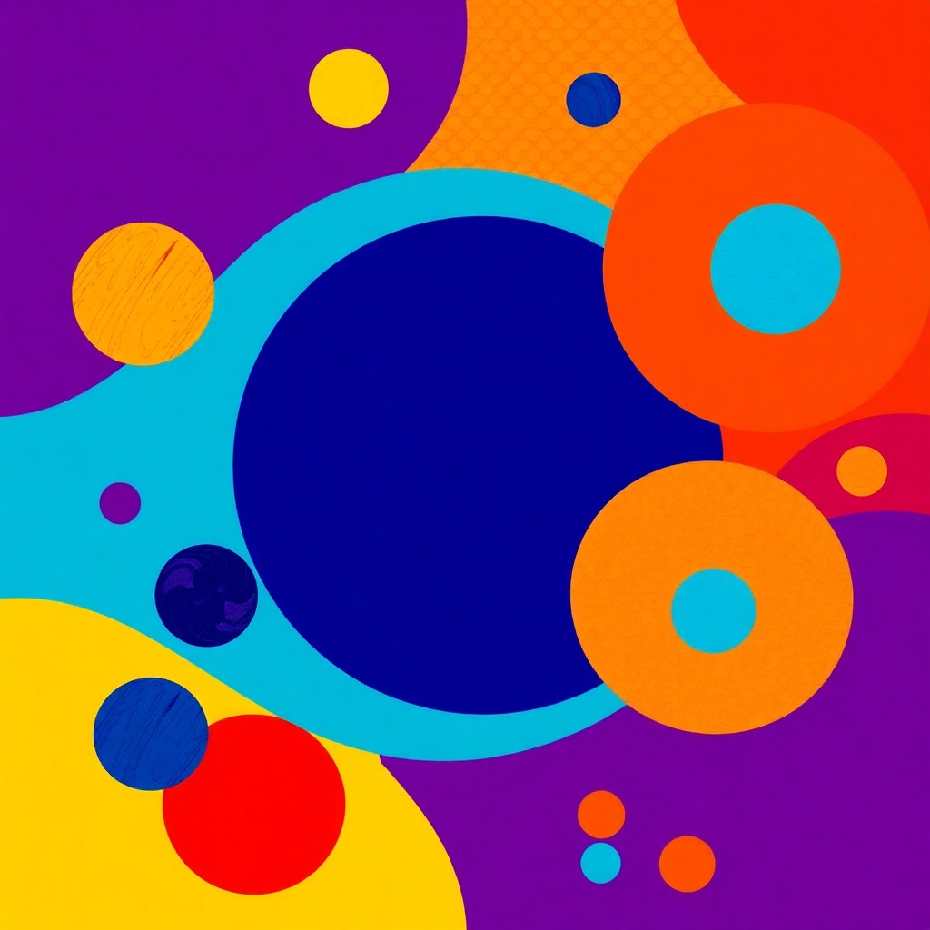 AI generated art for prompt: Craft an abstract geometric design influenced by Kandinsky's fluid forms, featuring energetic shapes