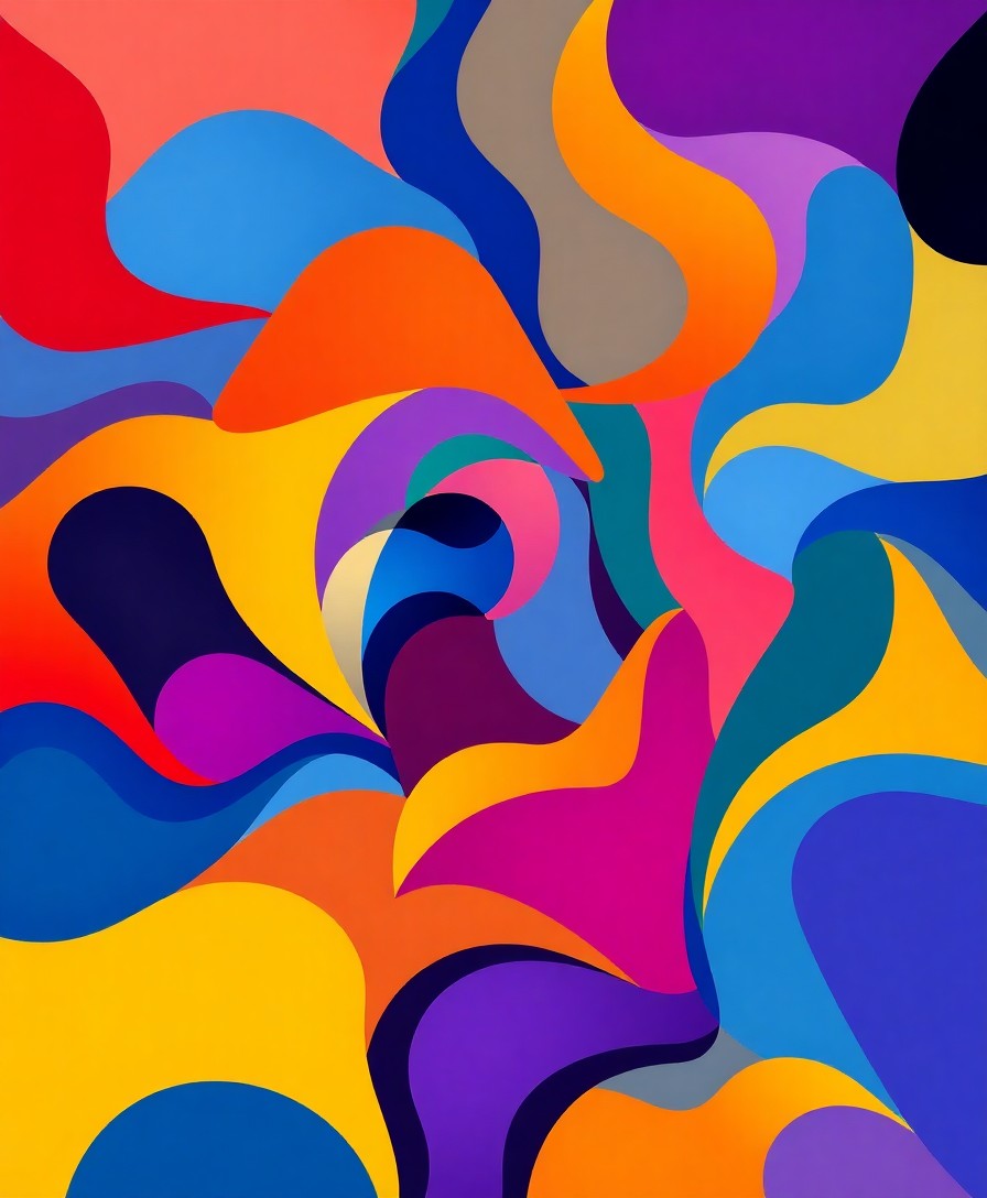 AI generated art for prompt: Imagine an abstract geometric composition inspired by the fluid dynamics of impressionist painting, 