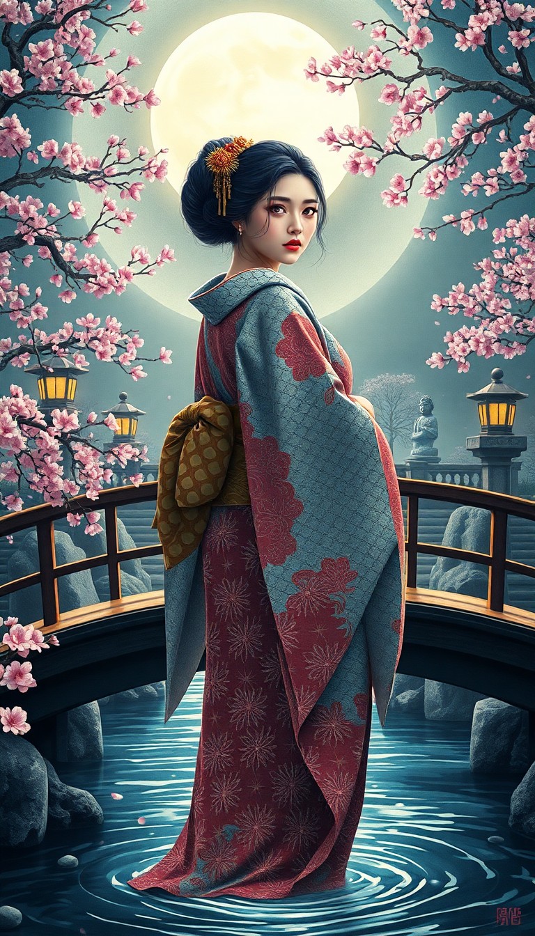 AI generated art for prompt: Craft an alluring digital art composition, merging Japanese ukiyo-e woodblock print techniques with 