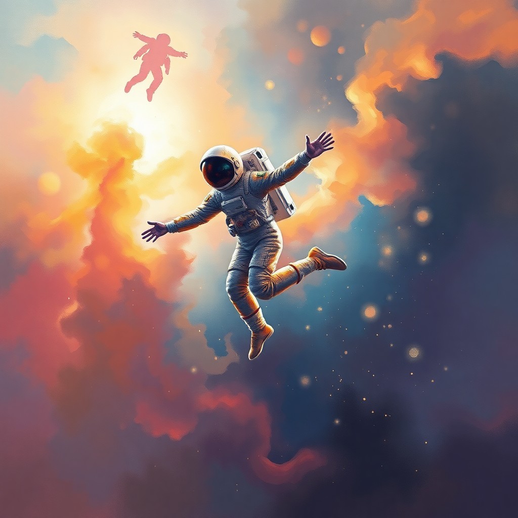 AI generated art for prompt: An imaginative blend of impressionistic strokes and digital artistry captures a celestial ballet in 