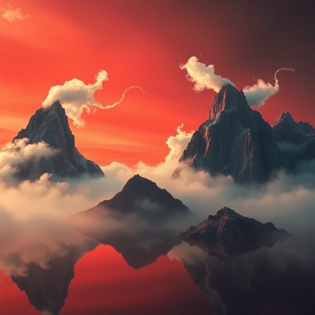 AI generated art for prompt: Craft an image reminiscent of surrealist landscapes, capturing a dreamlike vista where timepieces mo