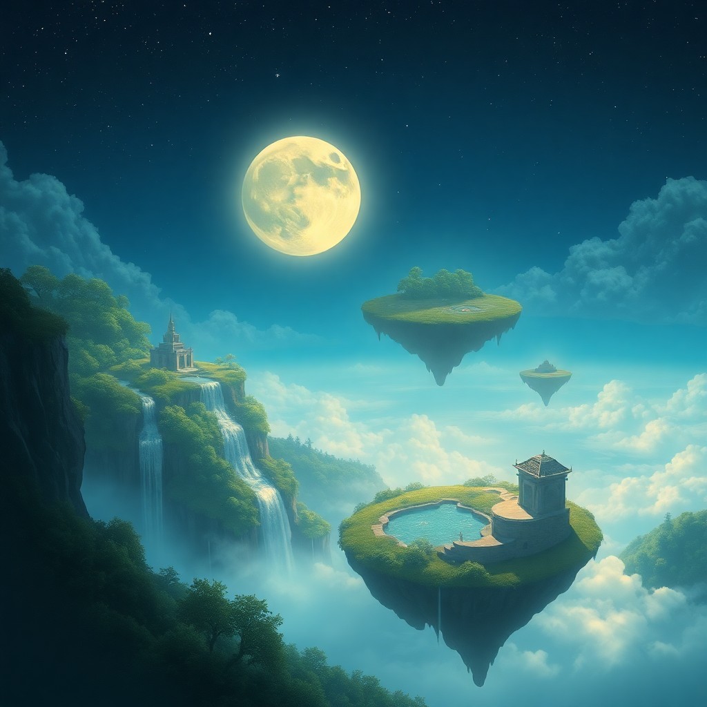 AI generated art for prompt: Envision an enchanting digital artwork that blends the whimsical essence of Studio Ghibli's ethereal