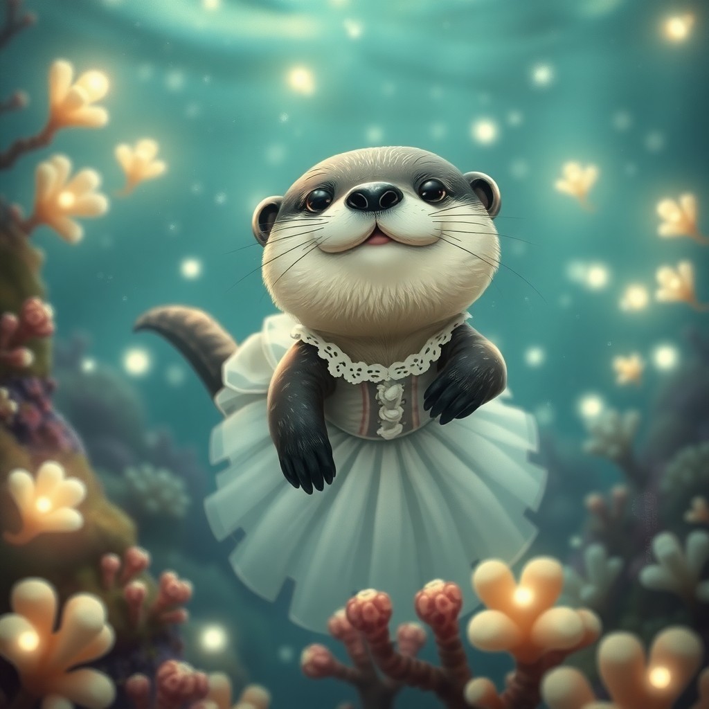 AI generated art for prompt: Imagine an enchanting underwater scene combining whimsical illustrations with a dreamlike atmosphere