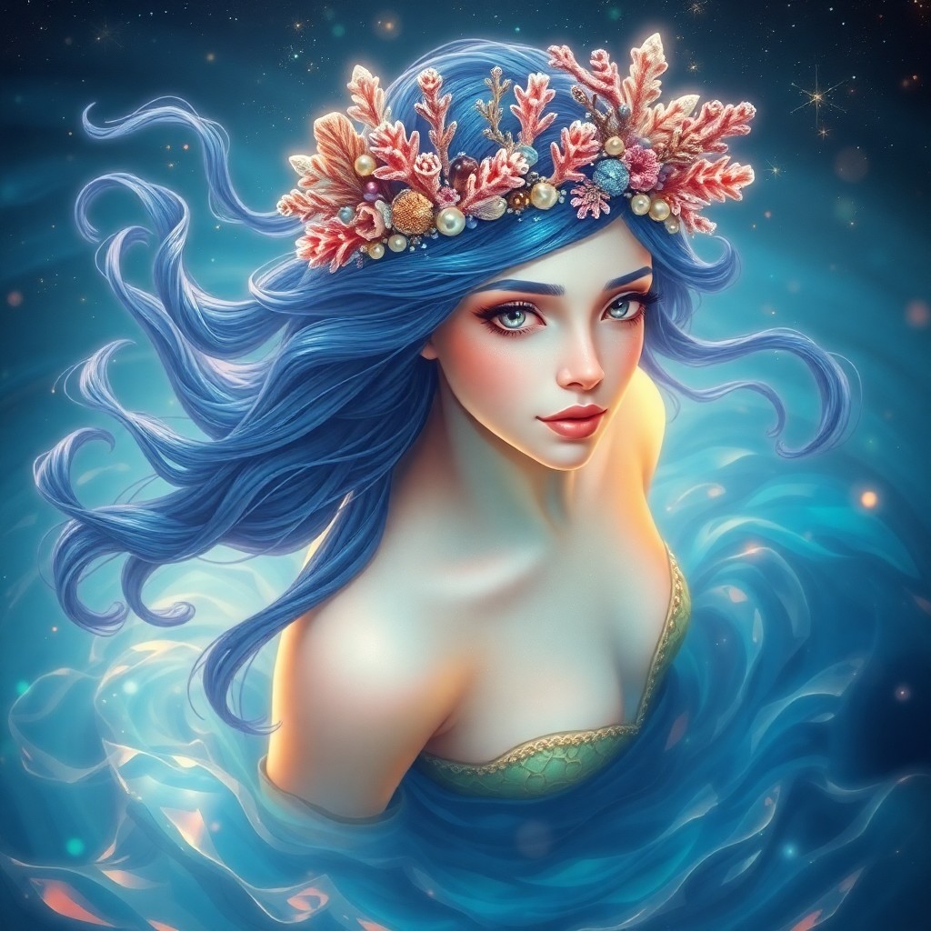 AI generated art for prompt: A captivating digital art piece showcases an ethereal aquatic creature in a mesmerizing style evocat