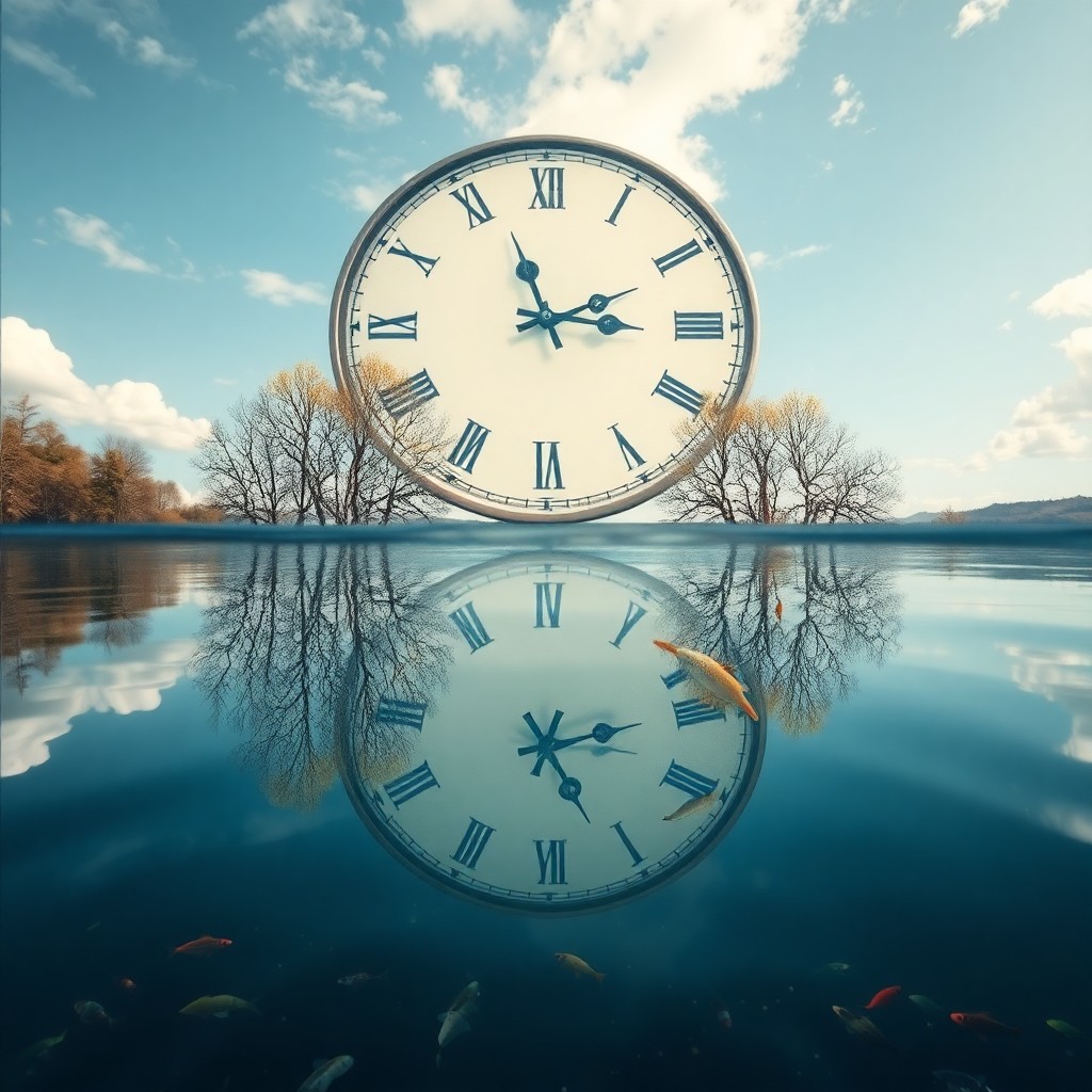 AI generated art for prompt: Visualize an ethereal scene where an immense clock face, its edges softened and time seemingly malle