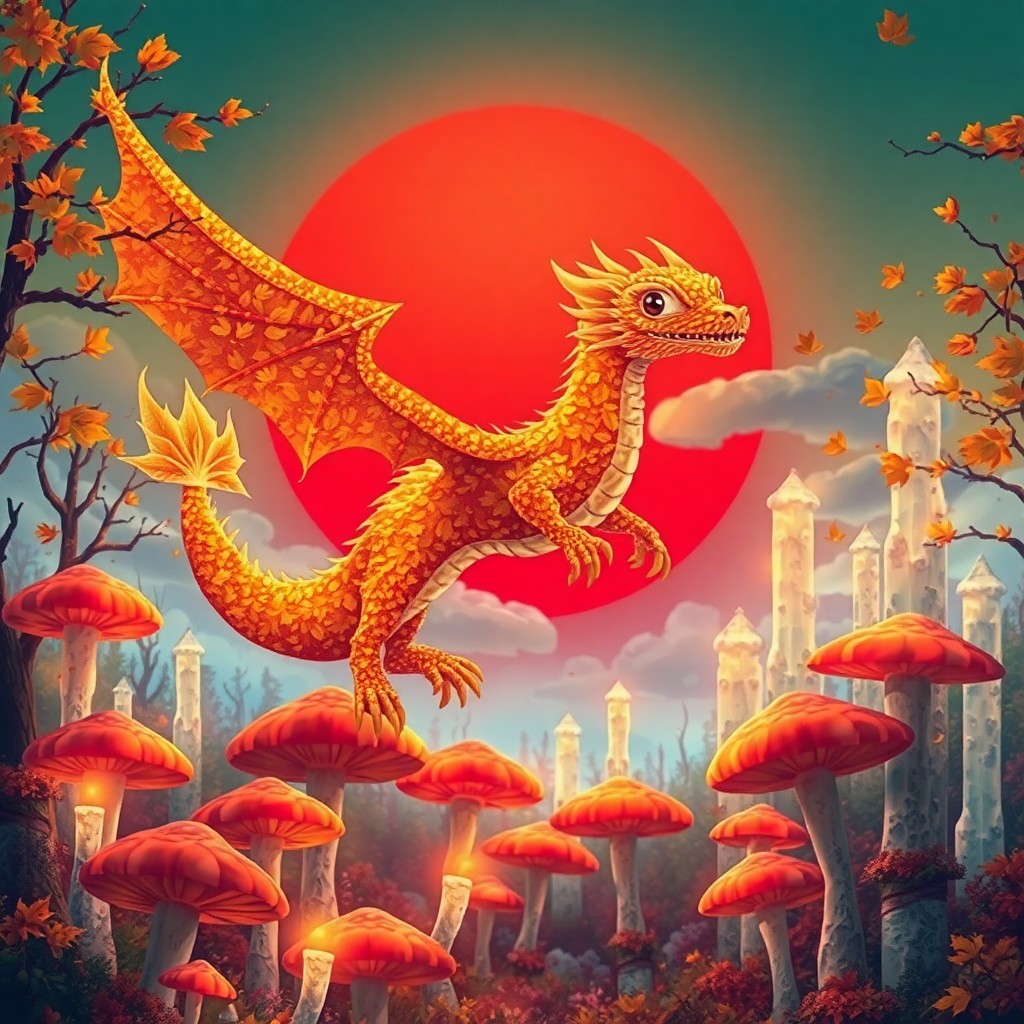 AI generated art for prompt: Create an enchanting scene inspired by whimsical anime art, portraying a dragon composed entirely of