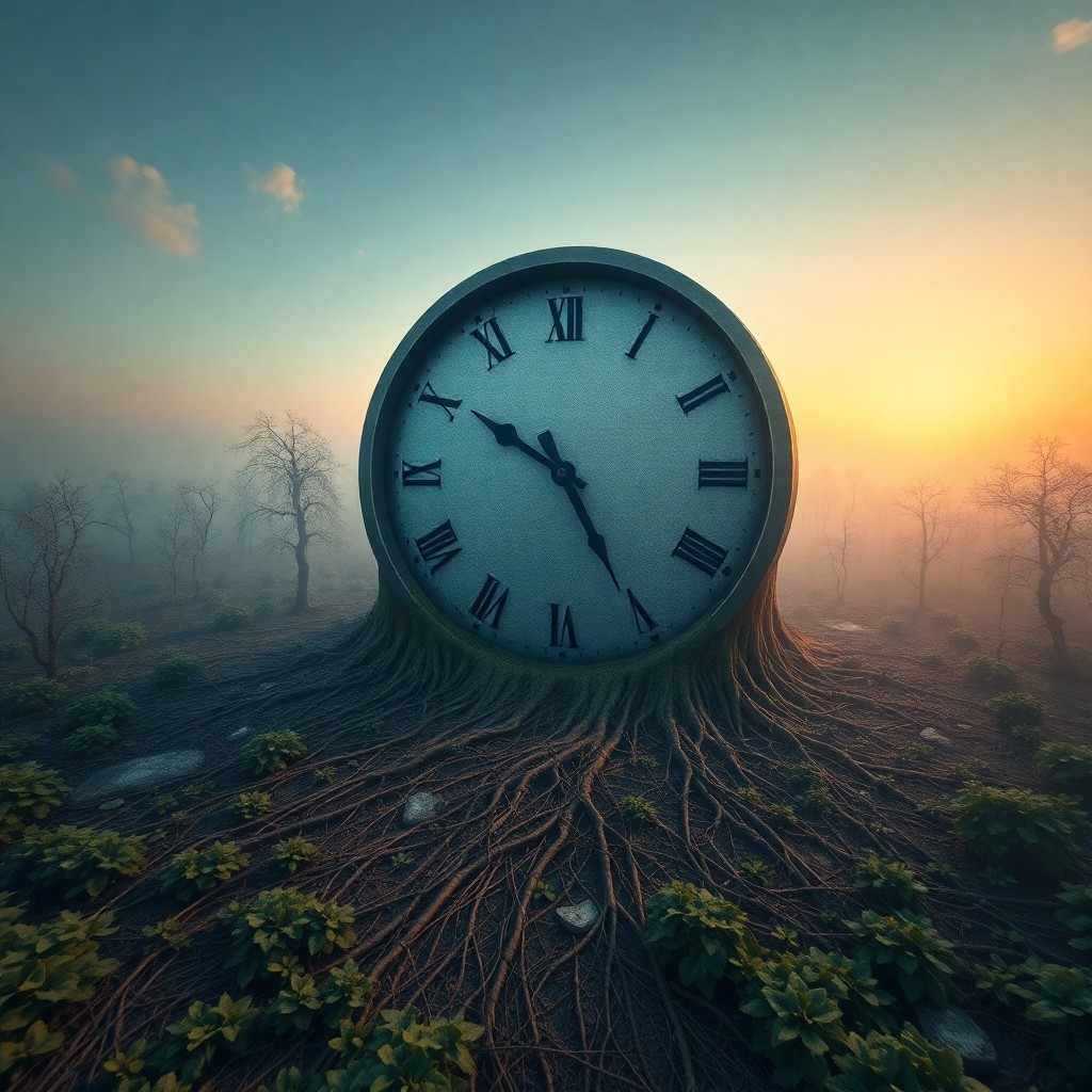 AI generated art for prompt: Craft an ethereal digital art scene reminiscent of Salvador Dali's iconic melting clock imagery, yet