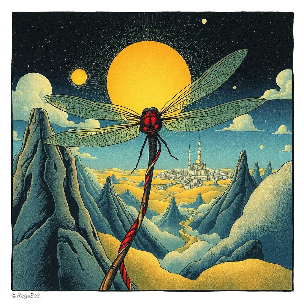 AI generated art for prompt: Craft an image that blends Salvador Dali's dreamlike surrealist style with the intricate line work o