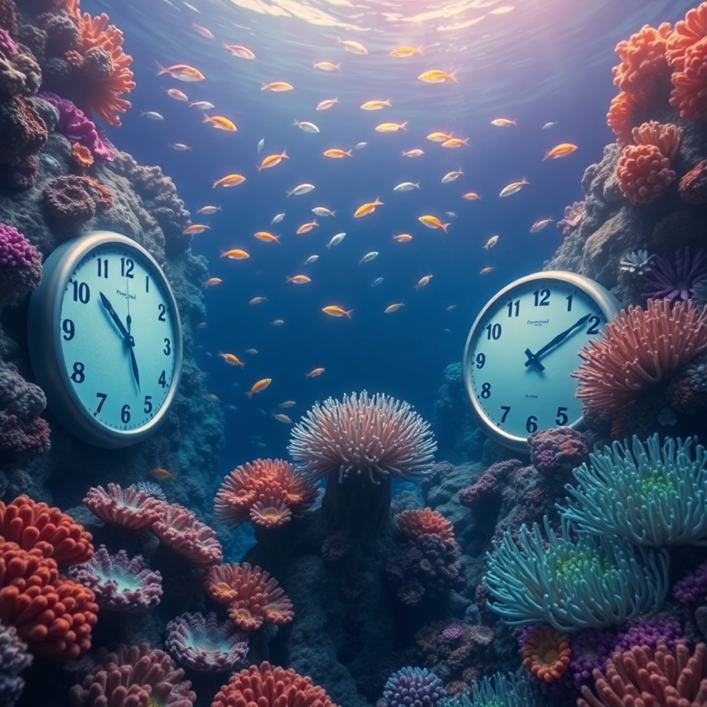 AI generated art for prompt: Imagine an enchanting and surreal underwater scene where coral reefs transform into everyday objects