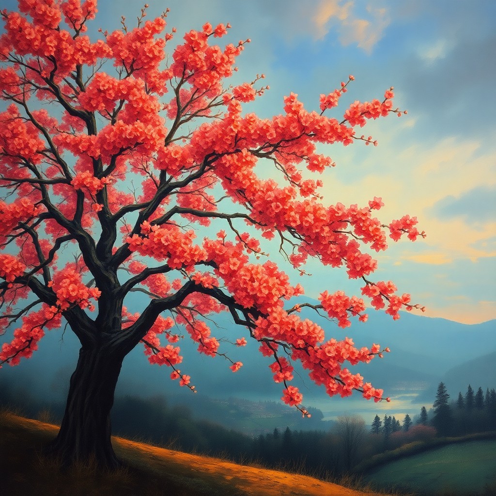 AI generated art for prompt: An enchanting oil painting captures the captivating essence of surrealist art, portraying a peaceful