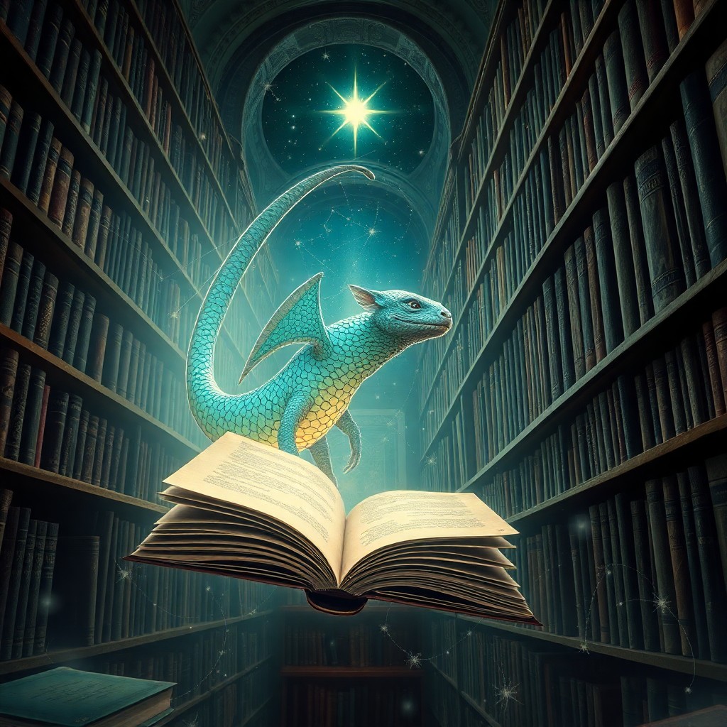 AI generated art for prompt: A mesmerizing digital artwork depicting an otherworldly creature emerging from the pages of an ancie