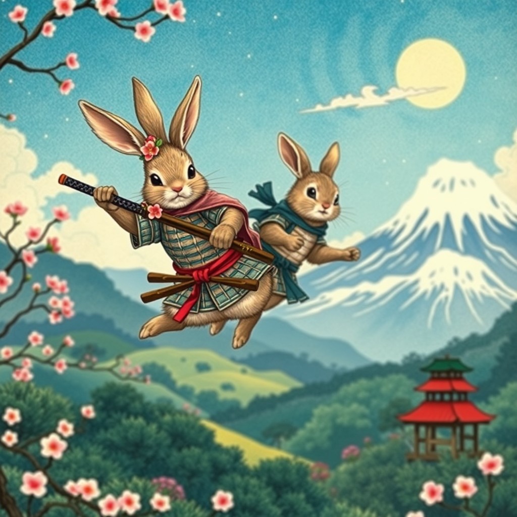 AI generated art for prompt: Craft an enchanting image by blending whimsical Beatrix Potter-inspired illustrations with the intri