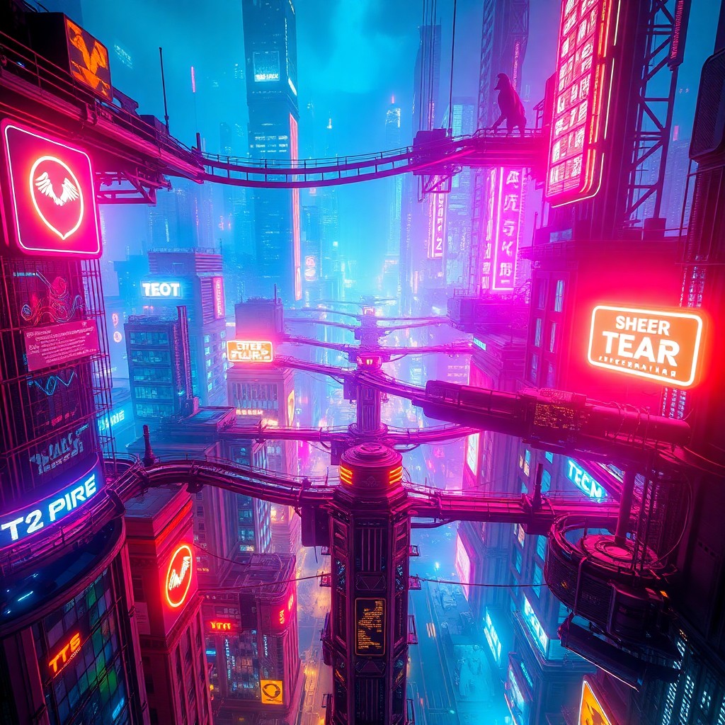 AI generated art for prompt: A mesmerizing digital artwork showcasing a futuristic metropolis illuminated by vibrant neon lights,