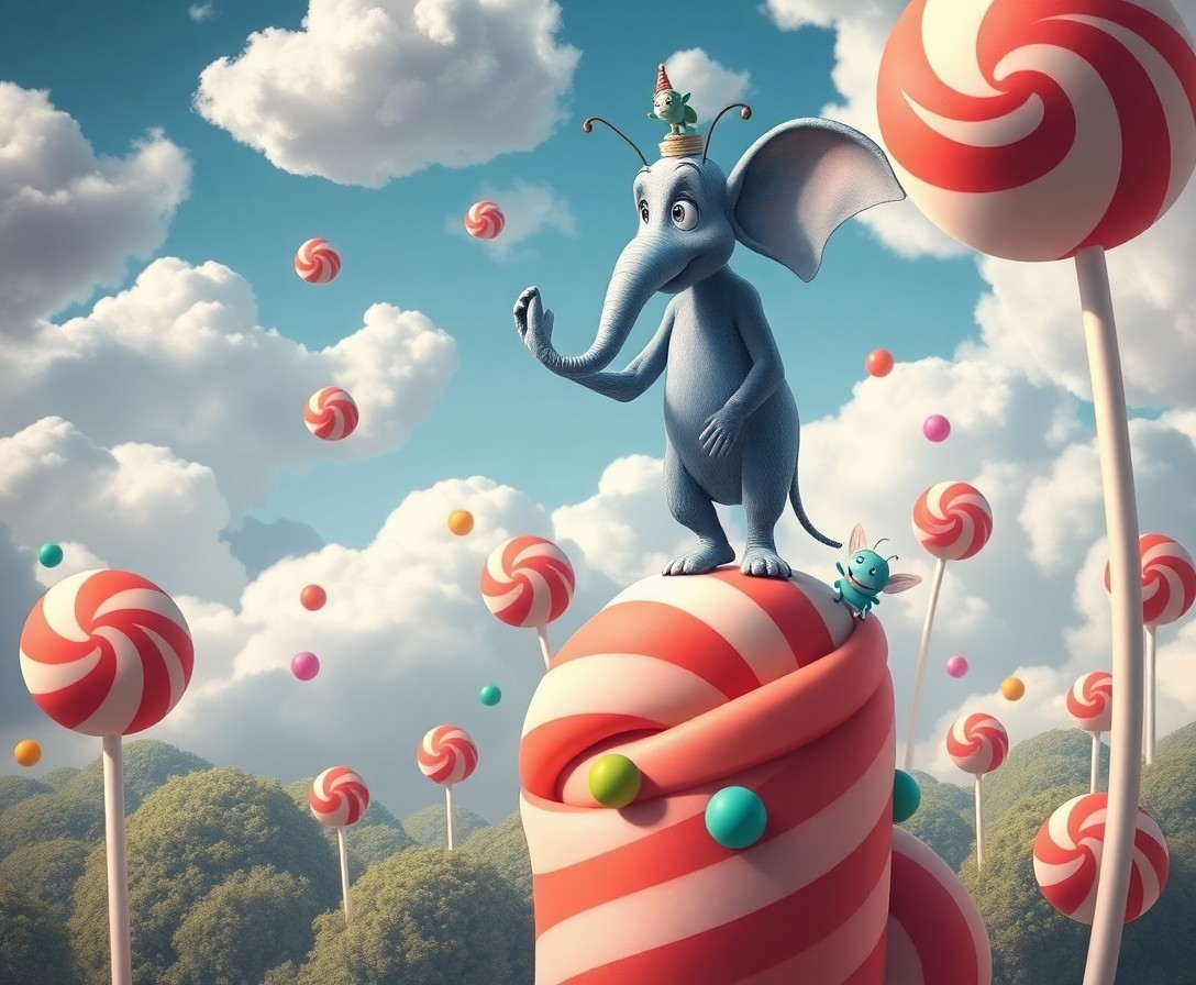 AI generated art for prompt: Craft an image embodying the whimsical essence of Dr. Seuss's imaginative world, depicting a 'bug's-