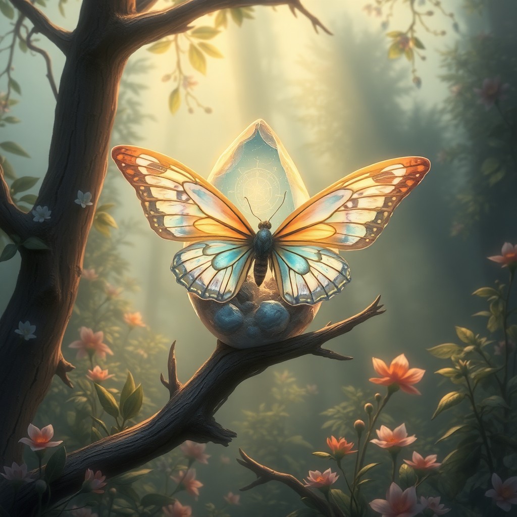 AI generated art for prompt: Craft an ethereal illustration blending fantasy with surreal aesthetics, reminiscent of Brian Froud'