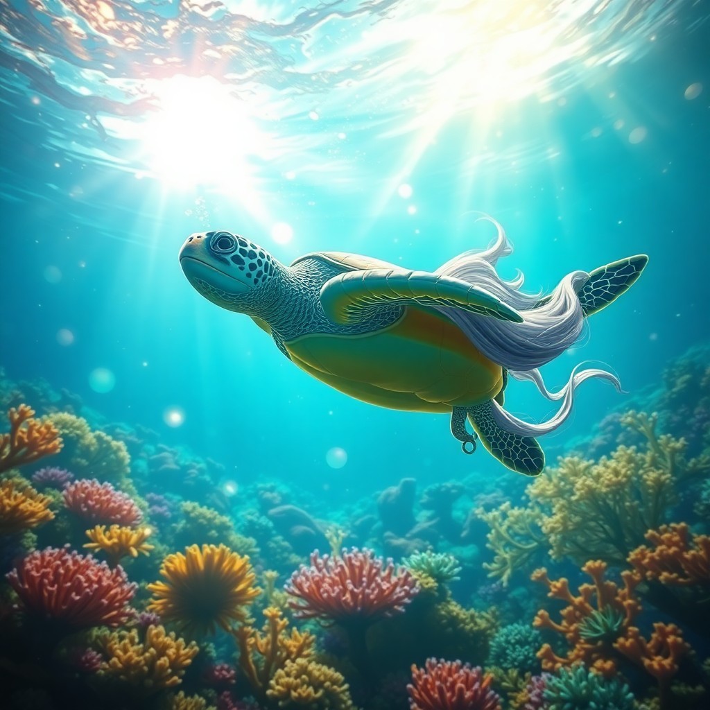 AI generated art for prompt: Envision a dreamlike digital artwork depicting an enchanting underwater environment viewed through t