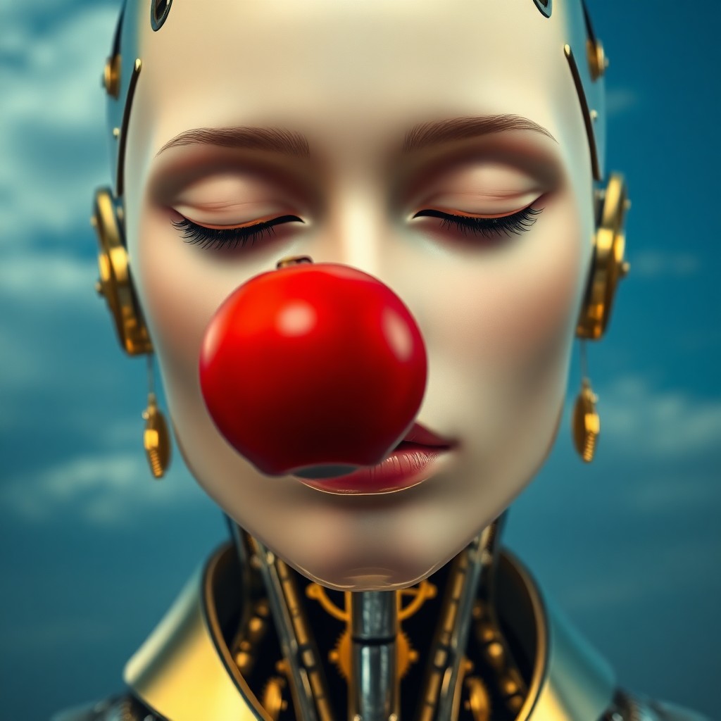 AI generated art for prompt: Depict a close-up portrait of an android woman with intricate golden gears and time-based mechanisms