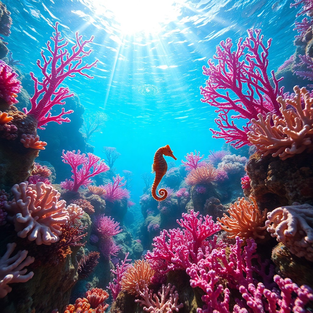 AI generated art for prompt: A captivating underwater vista, reminiscent of dreamlike surrealism, is observed from the unique van