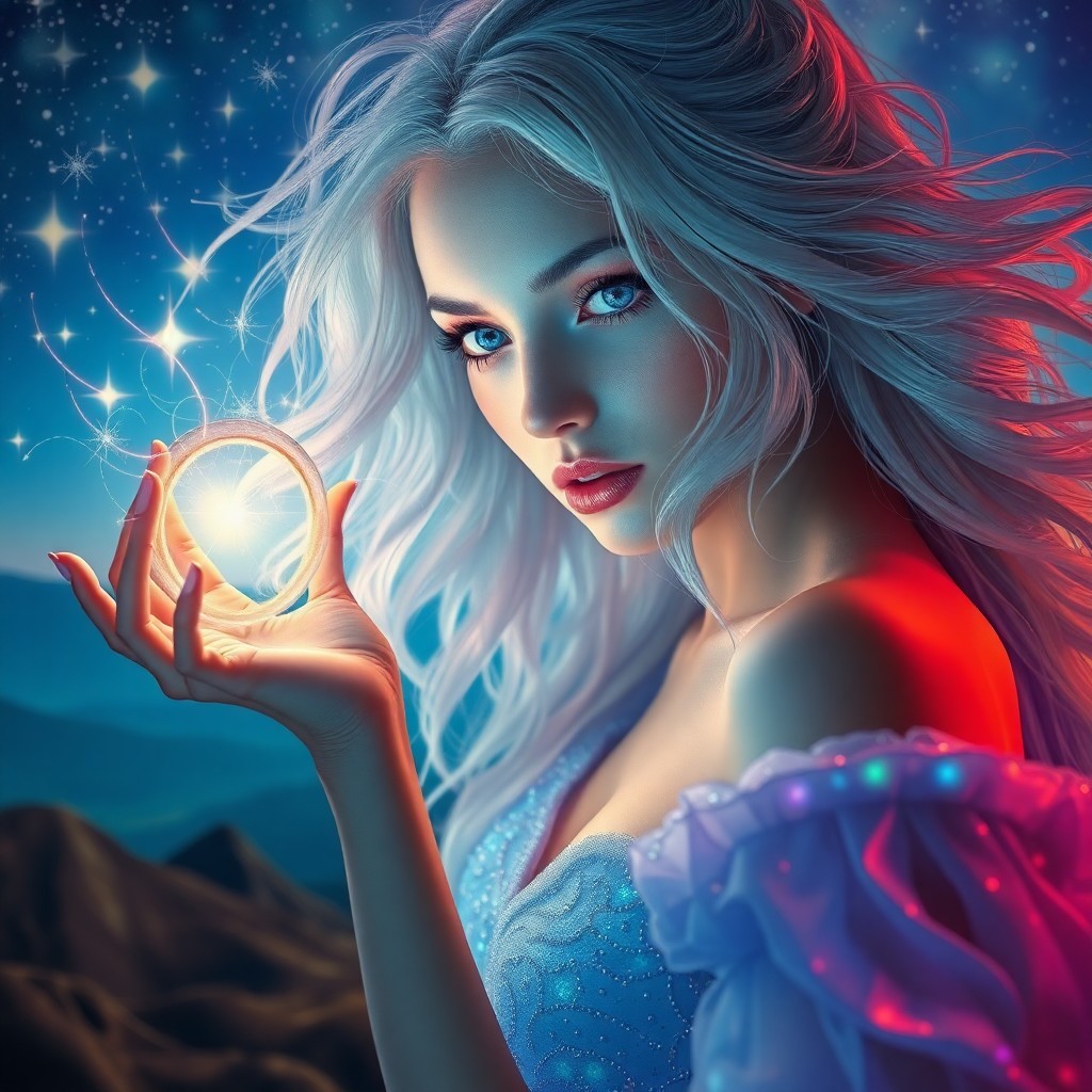 AI generated art for prompt: An enchanting portrait captures the ethereal beauty of a celestial muse in a surrealistic style remi