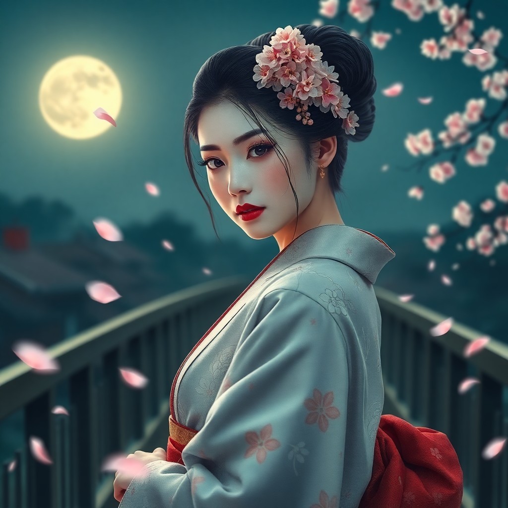 AI generated art for prompt: Envision a captivating digital art piece reminiscent of the enchanting allure of Japanese ukiyo-e wo