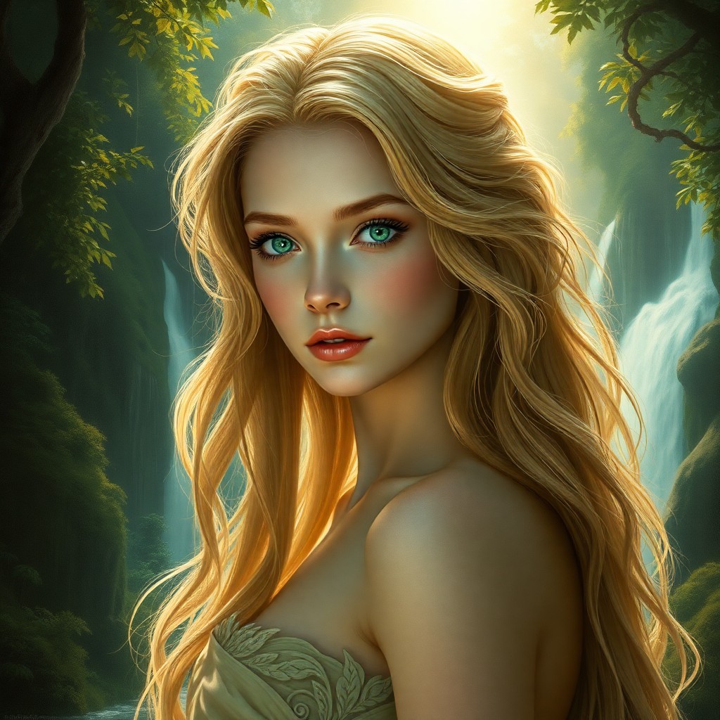 AI generated art for prompt: Craft an enchanting portrait in the style reminiscent of Renaissance oil painting, featuring a mythi