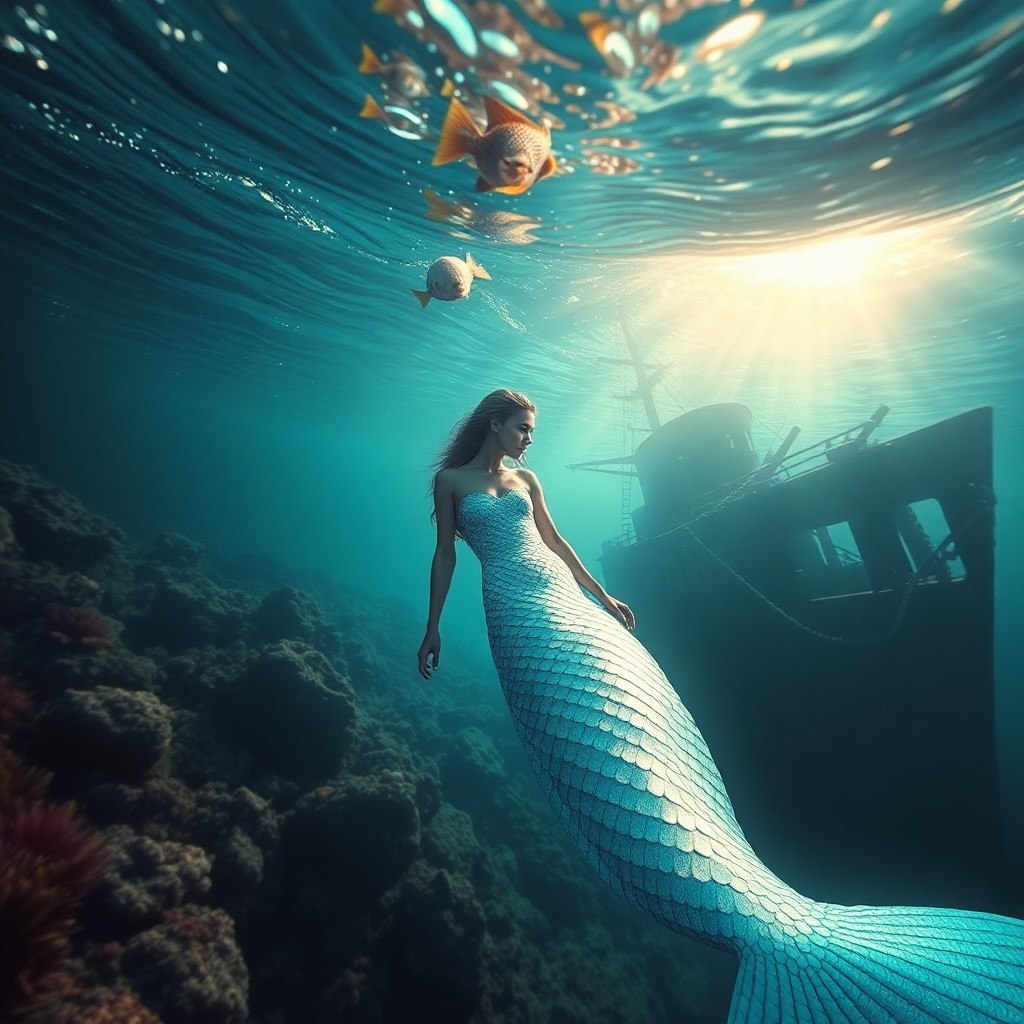 AI generated art for prompt: A captivating digital art composition portraying an enchanting underwater world reminiscent of dream