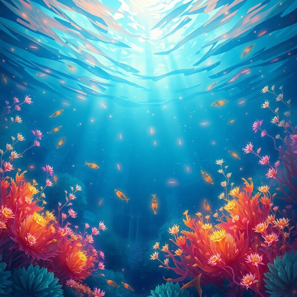 AI generated art for prompt: An enchanting digital artwork unveils the captivating world beneath the waves, where radiant aquatic