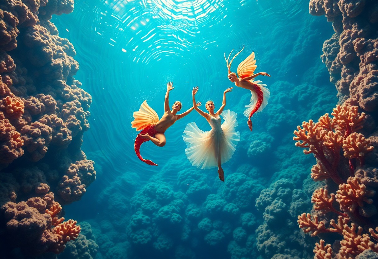 AI generated art for prompt: Envision an enchanting underwater ballet, evoking the dreamlike essence of Salvador Dali's paintings