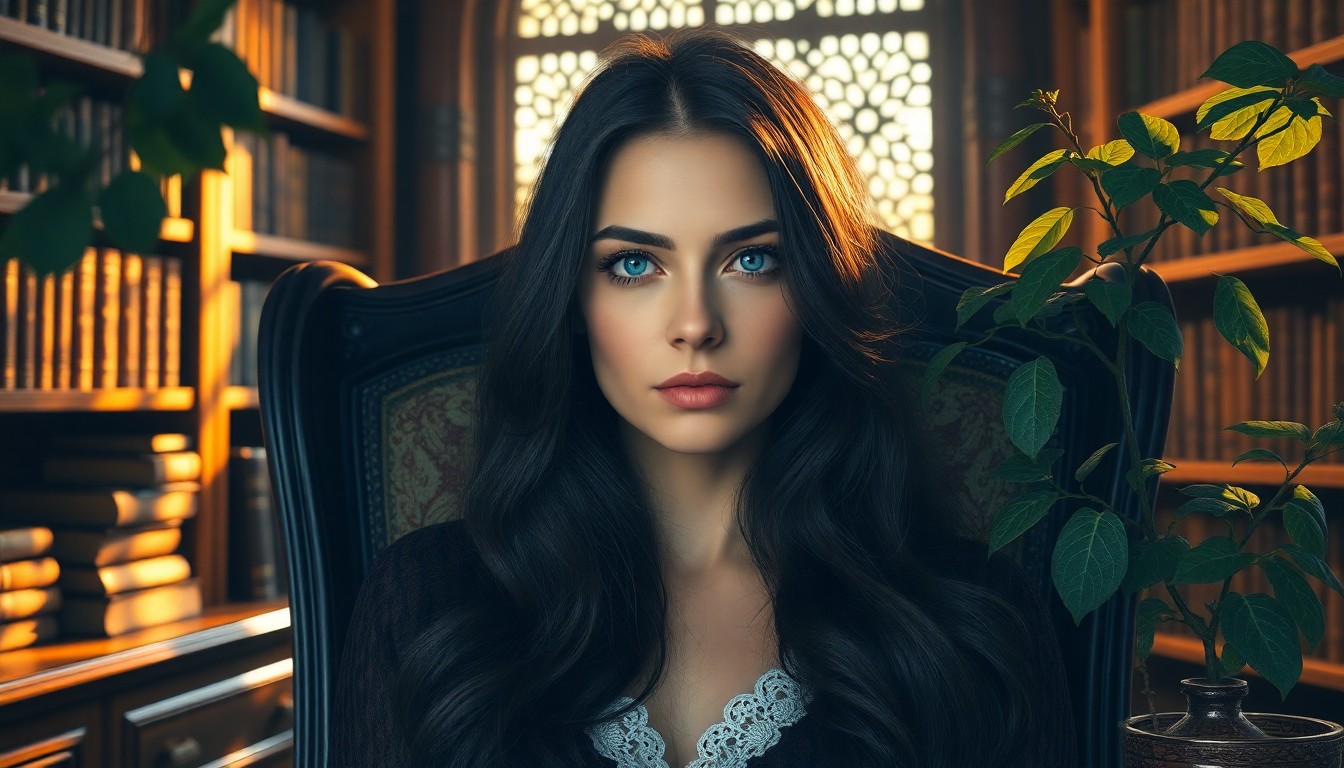 AI generated art for prompt: Create a serene, hyperrealistic portrait of a Slavic woman with an enigmatic expression, featuring s