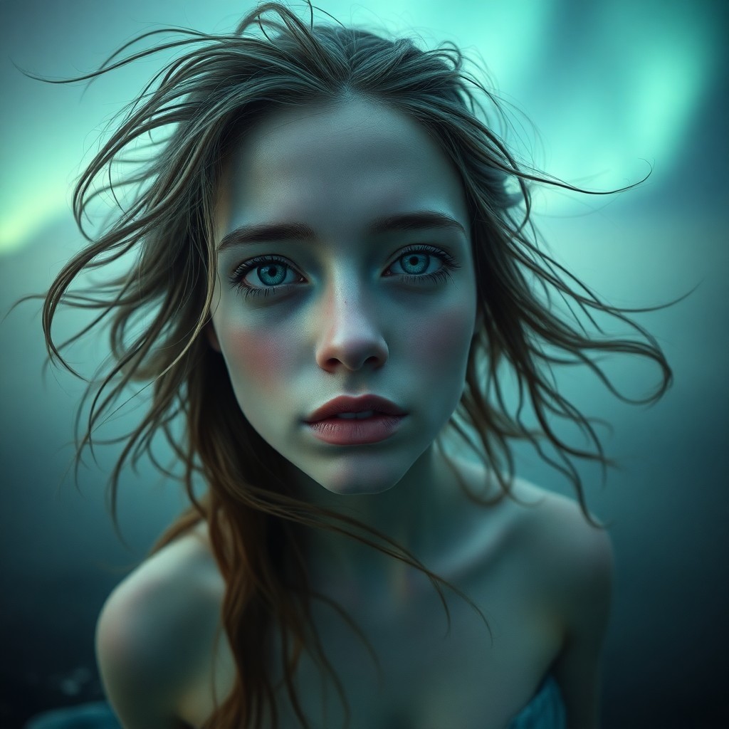 AI generated art for prompt: A captivating mermaid, the subject of this super-realistic portrait, enthralls viewers with her ench