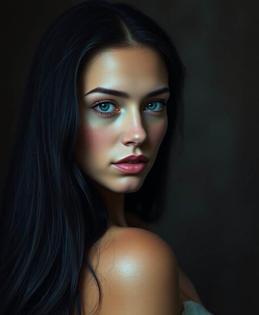 AI generated art for prompt: Craft a photorealistic portrait akin to a fine art oil painting, capturing a Southern European woman