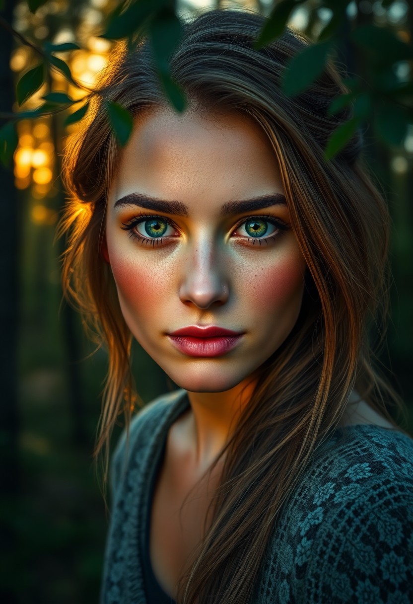 AI generated art for prompt: Craft a photorealistic digital portrait of an Eastern European woman with captivating green eyes and