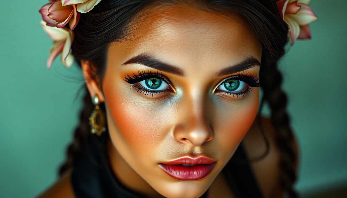 AI generated art for prompt: Craft a hyper-realistic digital portrait showcasing an enigmatic Polynesian woman with captivating e