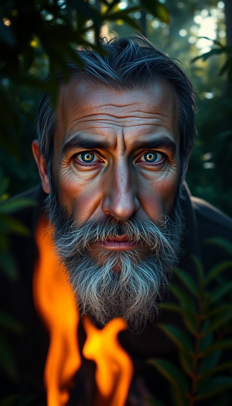 AI generated art for prompt: An ultrarealistic portrait of a middle-aged Central Asian man, his timid blue eyes and rugged jawlin