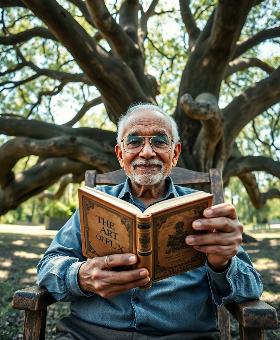 AI generated art for prompt: Craft a super-realistic portrait of an elderly South Asian man with deep wrinkles and a gentle smile