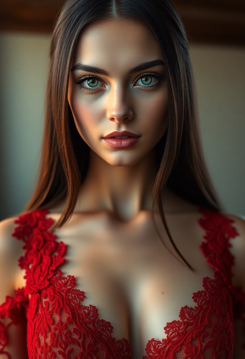 AI generated art for prompt: Mesmerizing digital art portrait of a Slavic woman with enchanting emerald eyes, sleek raven hair fr